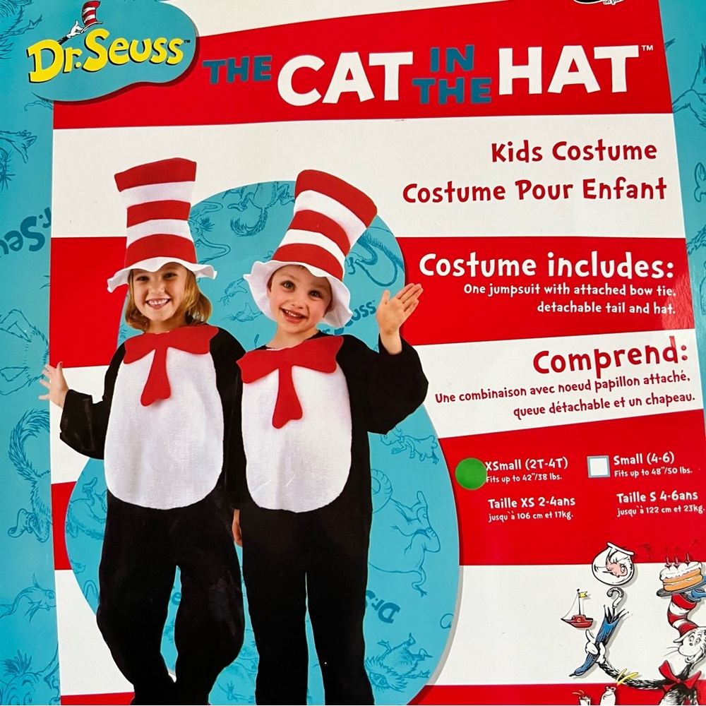 Like New! Cat in the Hat costume 2T-4T